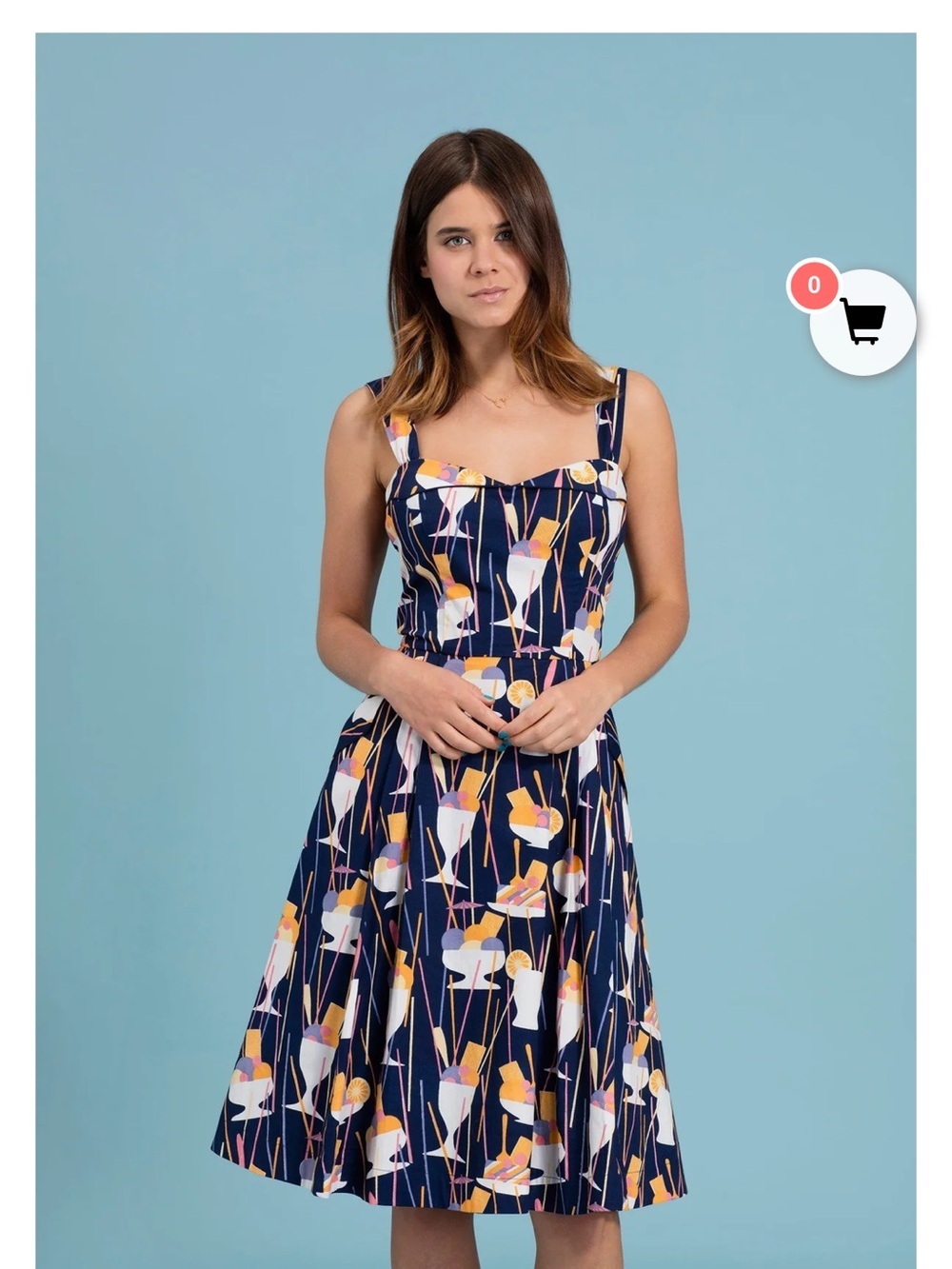 NWT Emily & Fin Ice Cream Women's Navy Floral-Print Fit & Flare Dress XL